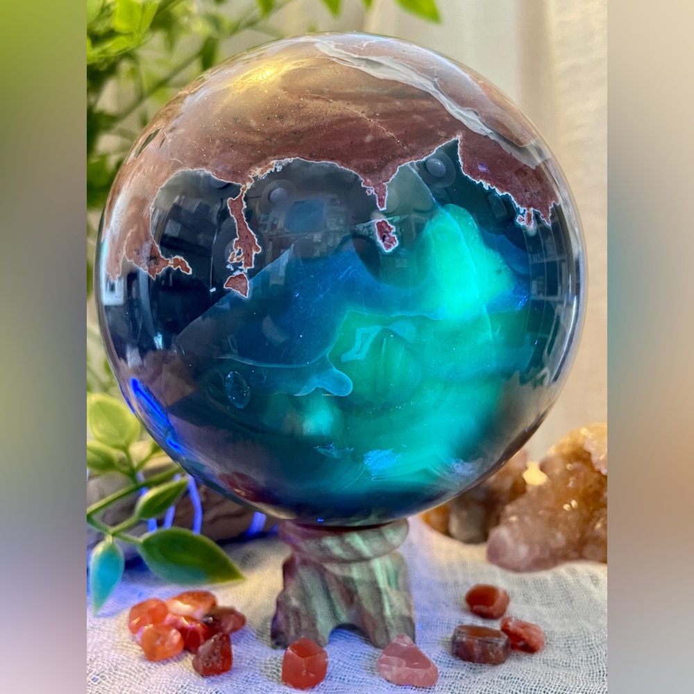 0777 Extra Large UV Reactive Volcano Agate Crystal Sphere